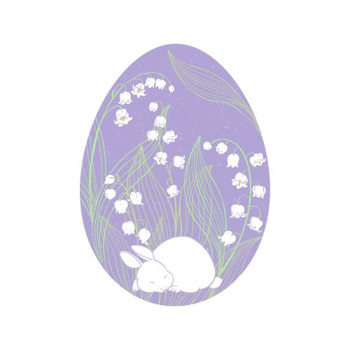 Vector image easter egg with a cute rabbit and lilies
