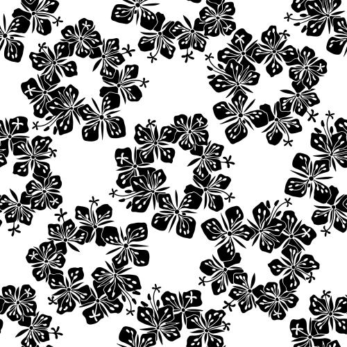 Illustration decorative flowers black silhouettes on white
