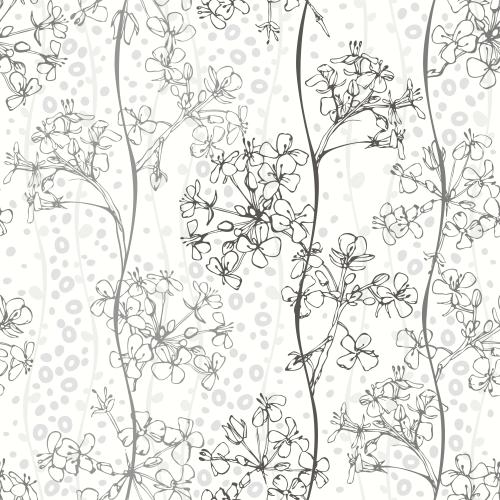 Vector image abstract flowers, wavy vertical lines, decorative elements on white