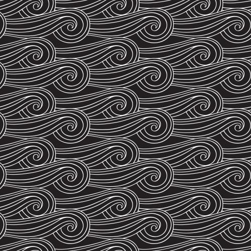 Illustration decorative waves on black