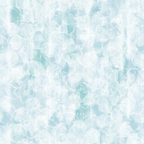 Jasmine. Vector jasmine silhouettes and contours of flowers on blue watercolor