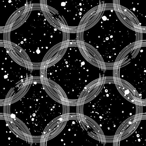 Striped. Vector white striped circles and decorative spots on black