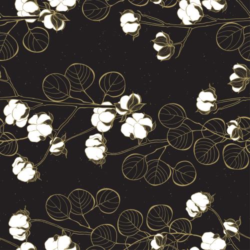 Eucalyptus. Vector eucalyptus twigs and cotton on dark