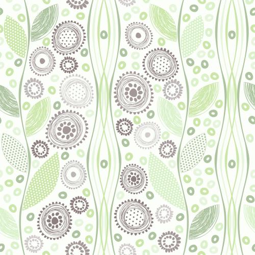 Vector image abstract flowers and leaves in doodle style wavy stripes on light
