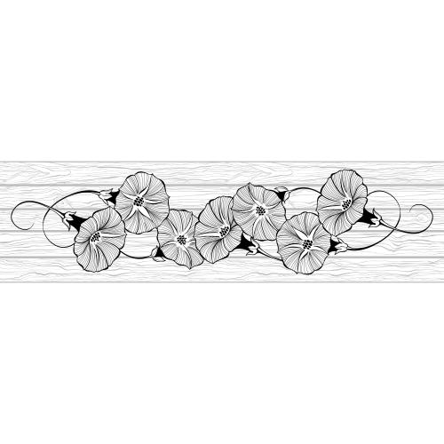 Tree. Vector decorative composition with morning glory flowers on wooden boards