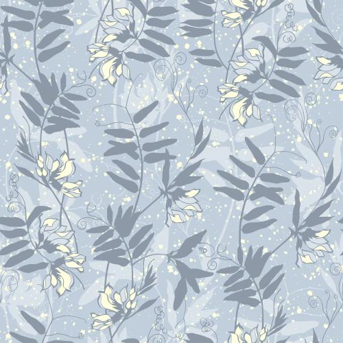Blot. Vector silhouettes of field flowers, decorative spots on gray
