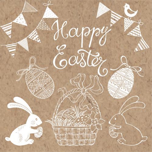 Bow. Vector easter image collection and happy easter message on craft