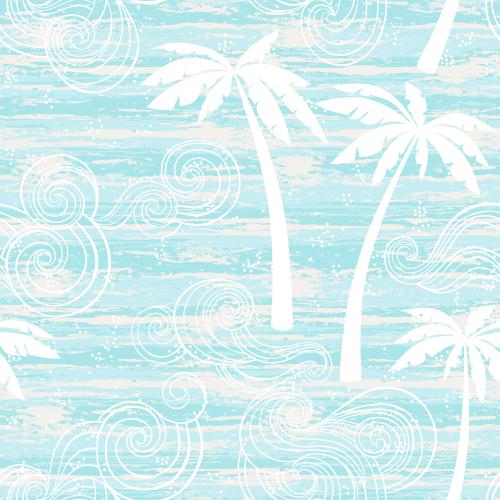 Summer. Vector palms waves on turquoise