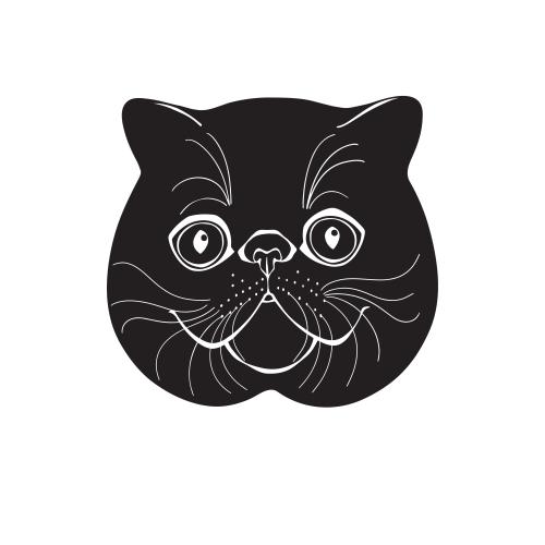 Exotic cat. Vector exotic cat silhouette of a cute face on white