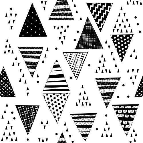Triangle. Vector black silhouettes of decorative triangles on white