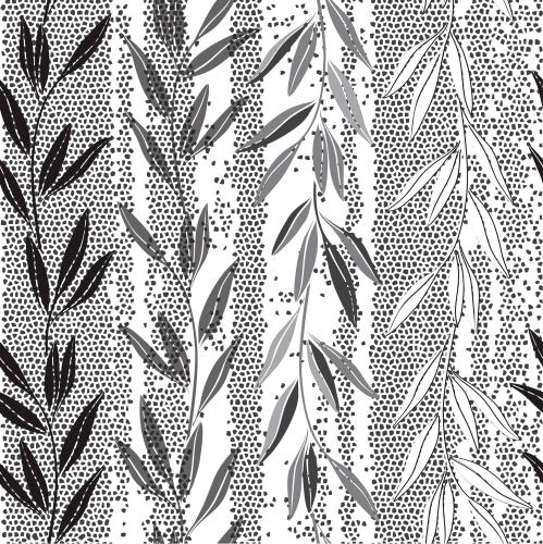 Mosaic. Vector silhouettes of branches with leaves on mosaic