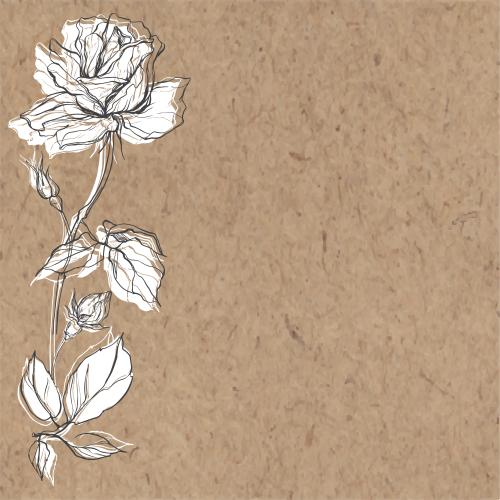 Rose. Vector rose with buds space for text on craft