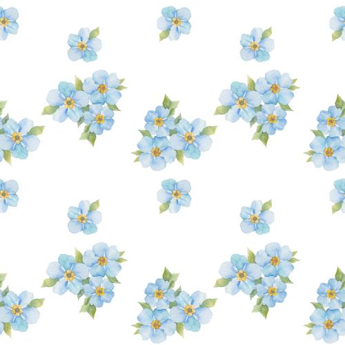 Raster image watercolor forget-me-nots on white