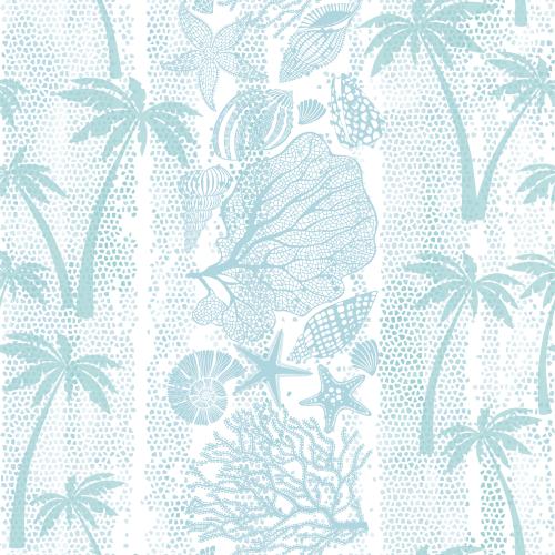 Vector image sea stars, corals, shells, palms on watercolor mosaic