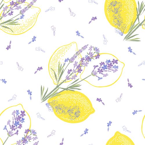 Lavender. Vector lavender and lemons on white