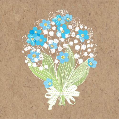Vector image bouquet with lily of the valley and bluebells on craft