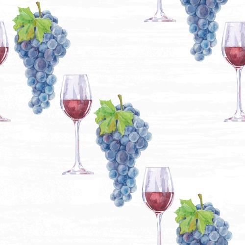 Raster image grapes and glasses of red wine on light