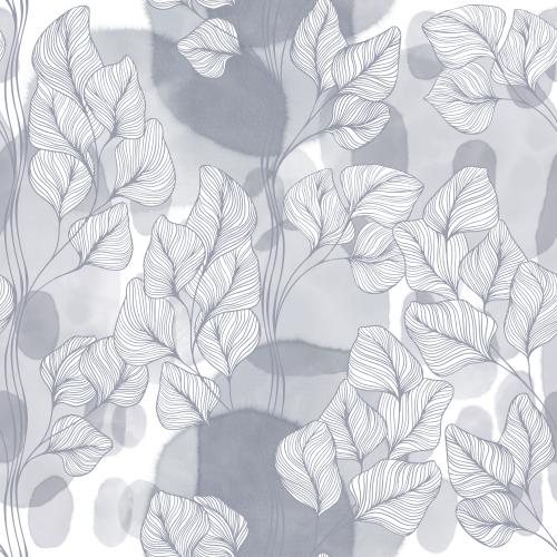 Raster image branches with leaves on gray watercolor