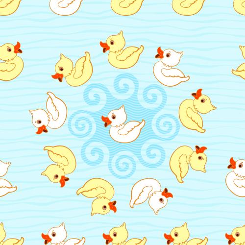 Duckling. Vector cute ducklings swim in a circle