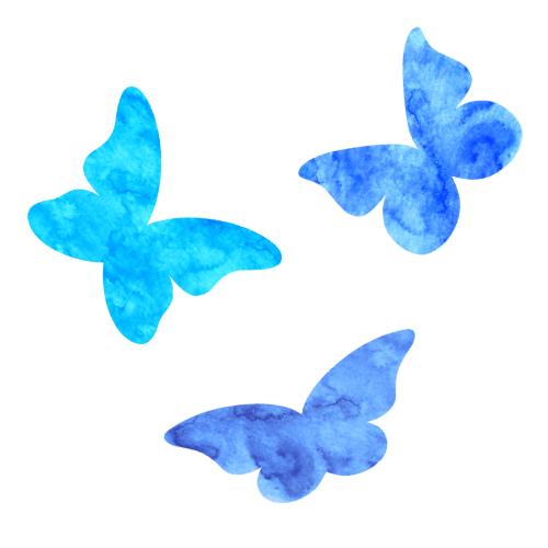 Vector image three watercolor silhouettes of butterflies on white