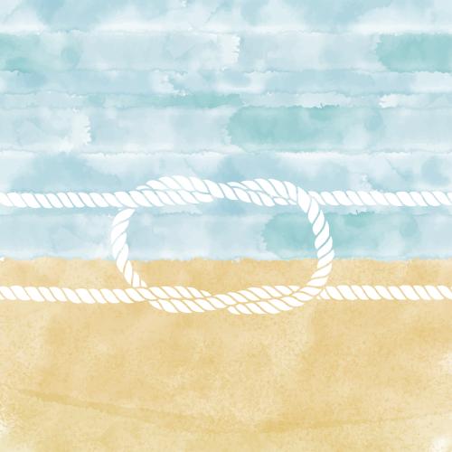 Beach. Vector sea knot on watercolor