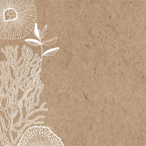 Illustration abstract marine creatures, seaweed, coral and text area on craft