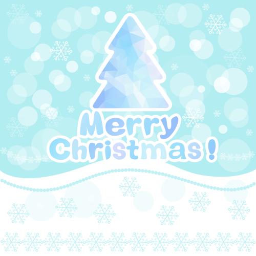 Vector image christmas tree, snow, snowflakes, and merry christmas message
