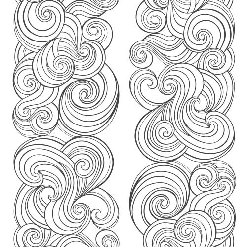 Vector image waves, black contours on white