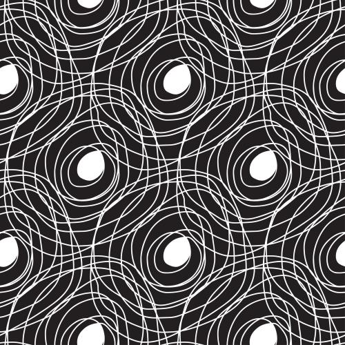 Illustration abstract doodle circles on black
