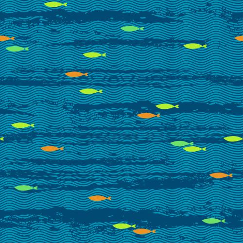 Wavy. Vector colorful fish on blue waves