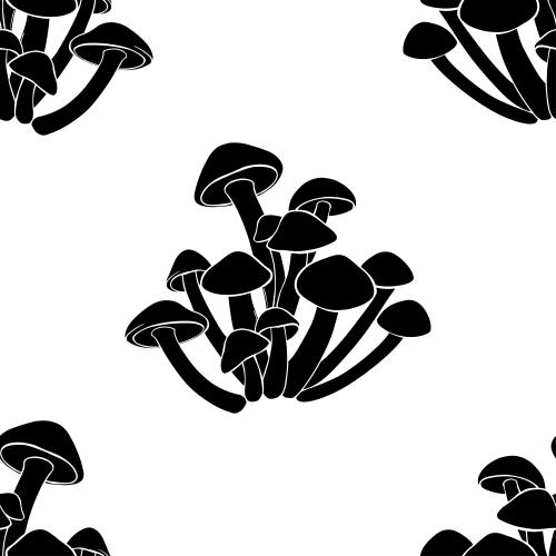 Mushroom. Vector pores, black silhouettes on white