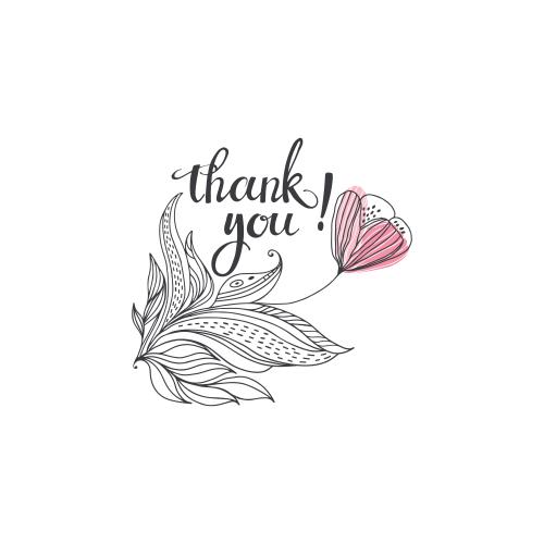 Vector image fantasy flower and 'thank you' on white