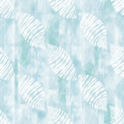 Vector image shells white outlines and silhouettes on blue watercolor
