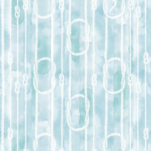 Sea knot. Vector Pattern ropes, ropes with sea knots on blue watercolor