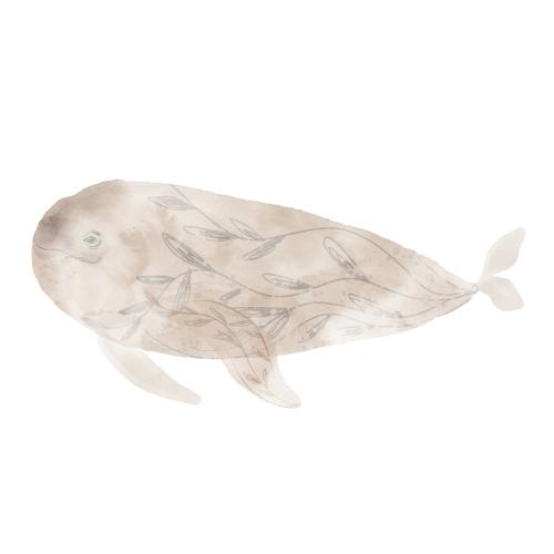 Raster image decorative watercolor whale on white