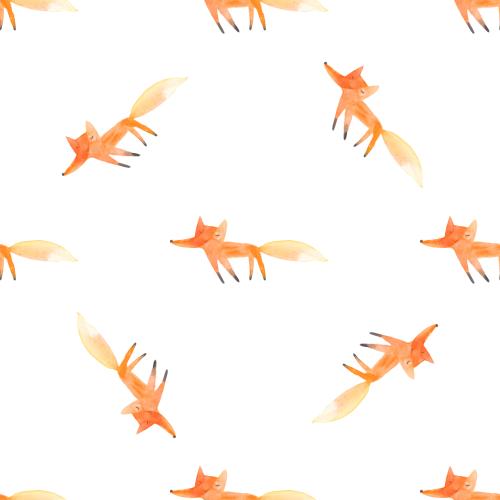 Raster image watercolor cartoon foxes on white