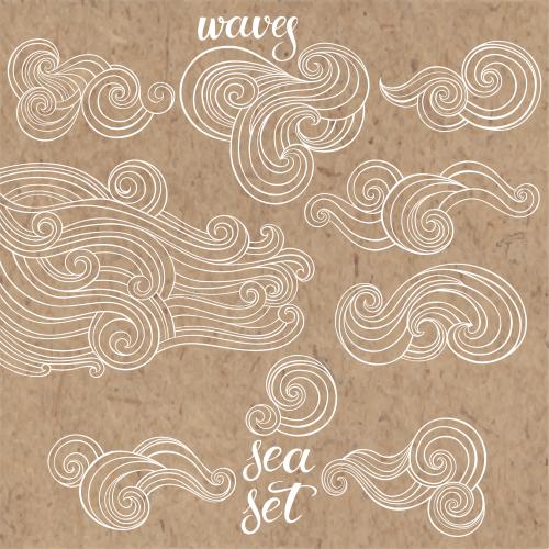 Illustration waves collection on craft
