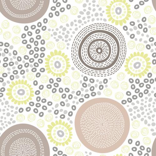 Oval. Vector abstract flowers in doodle style and decorative circles, pastel tones on white