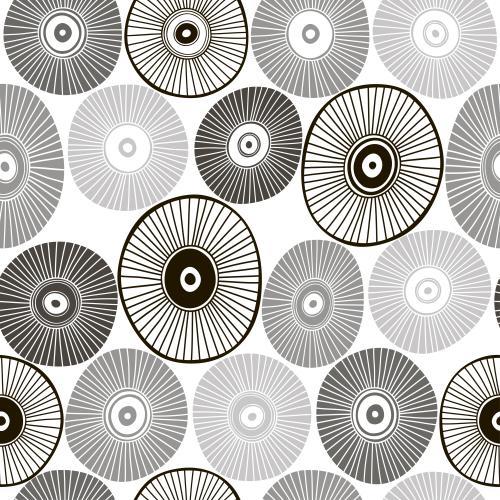 Oval. Vector monochromatic abstract flowers on white