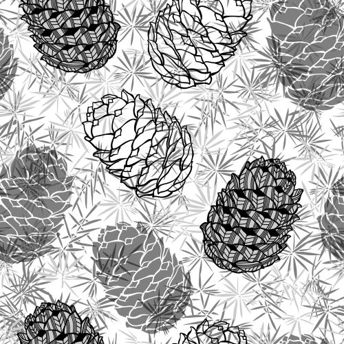 Christmas tree. Vector cedar cones and coniferous branches on white