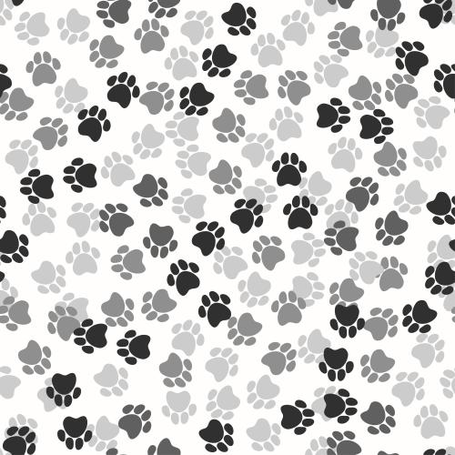 Animals. Vector monochrome dog paw prints on white