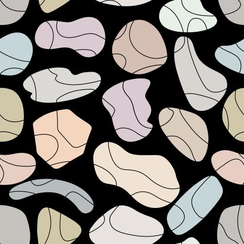 Illustration abstract decorative colorful spots smooth lines on black