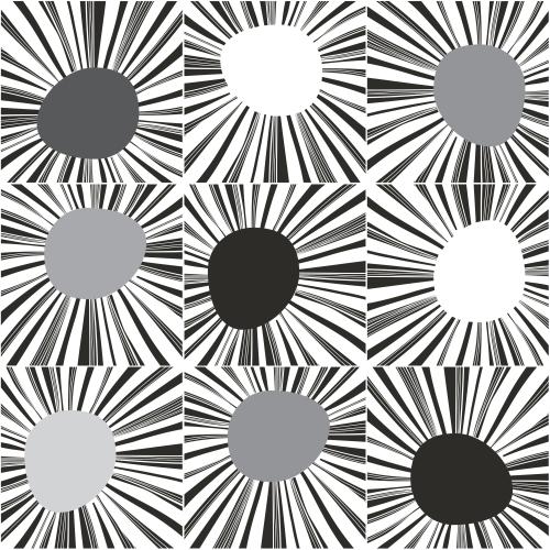 Vector image abstract striped squares with monochrome spots in the middle
