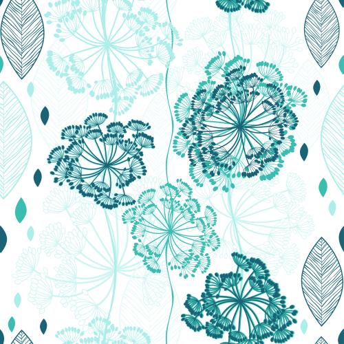 Floral. Vector abstract umbrella flowers and leaves on white