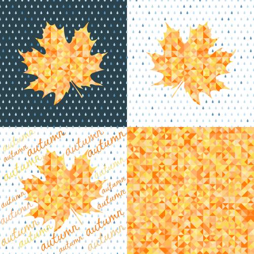 Autumn. Vector mosaic maple leaves