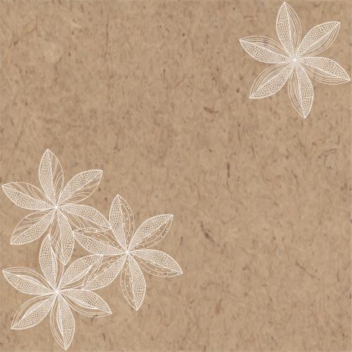 Illustration decorative flowers text area on craft paper corner composition