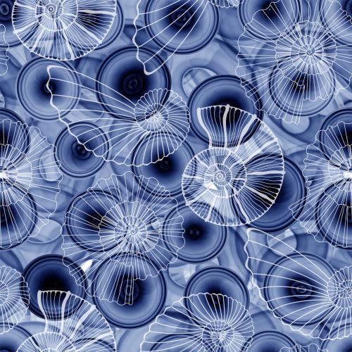 Nautilus. Vector watercolor blue circles and ovals