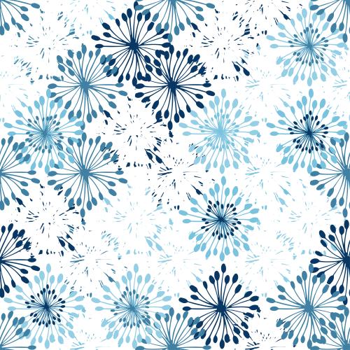 Illustration abstract floral, blue, blue, and white silhouettes