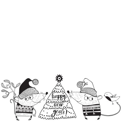 Mouse. Vector cartoon mice tree place for text on white
