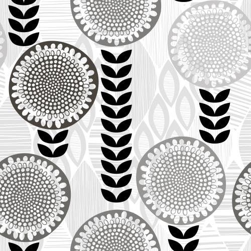 Vector image abstract flowers and leaves on white